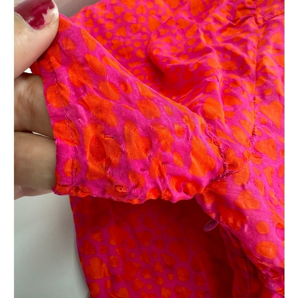 Tara‎ Jarmon Dress Womens 44 Pink Orange Rozenn Heart Print Polo Midi - Picture 14 of 15